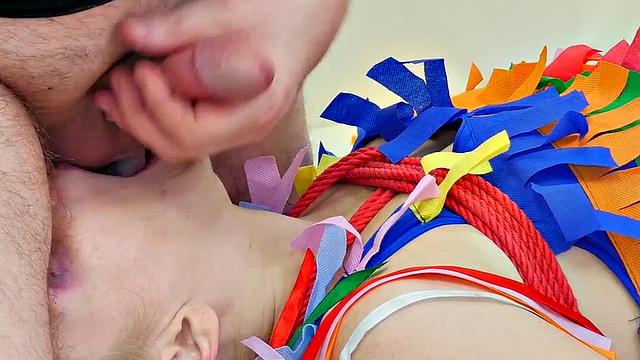 A kinky teen slut get her tight ass drilled and face slapped while being tied up and humiliated