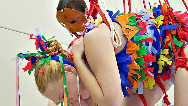 A kinky teen slut get her tight ass drilled and face slapped while being tied up and humiliated