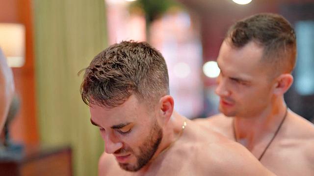 Eager jock creampied in orgy barebacking and cocksucking