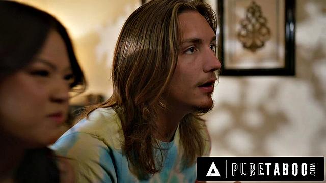 PURE TABOO Hot Asian Stepsis Lulu Chu Taunts Stepbro During Sex With Stepmom's Nudes!