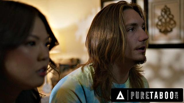 PURE TABOO Hot Asian Stepsis Lulu Chu Taunts Stepbro During Sex With Stepmom's Nudes!