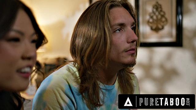 PURE TABOO Hot Asian Stepsis Lulu Chu Taunts Stepbro During Sex With Stepmom's Nudes!