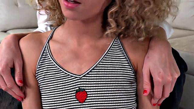 Real amateur Petite Slut learns HJ in POV FFM 3some