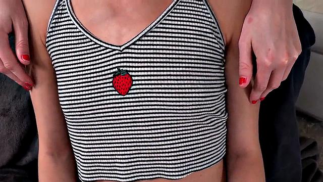 Real amateur Petite Slut learns HJ in POV FFM 3some