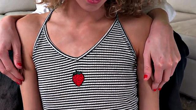 Real amateur Petite Slut learns HJ in POV FFM 3some