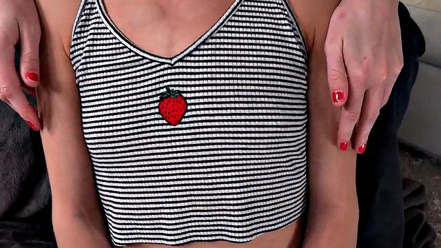 Real amateur Petite Slut learns HJ in POV FFM 3some