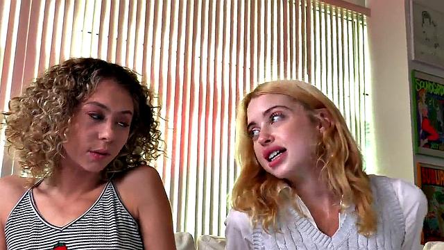 Real amateur Petite Slut learns HJ in POV FFM 3some