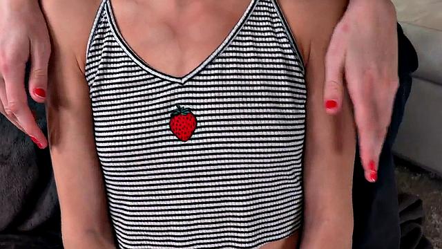 Real amateur Petite Slut learns HJ in POV FFM 3some