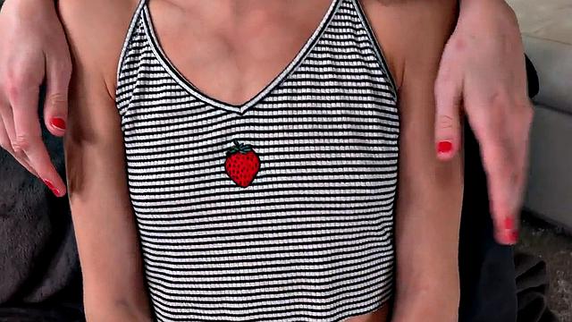 Real amateur Petite Slut learns HJ in POV FFM 3some