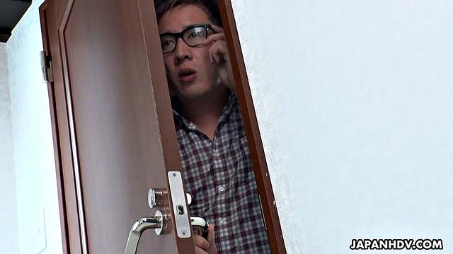 Kaori Buki fingers pussy while being voyeured by neighbor