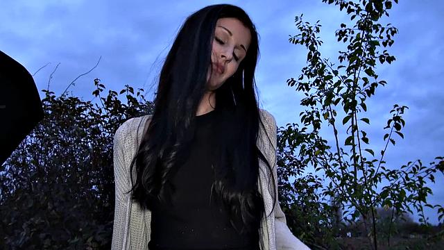 Tattooed amateur brunette fixes her car & fucks her bald pussy for cash