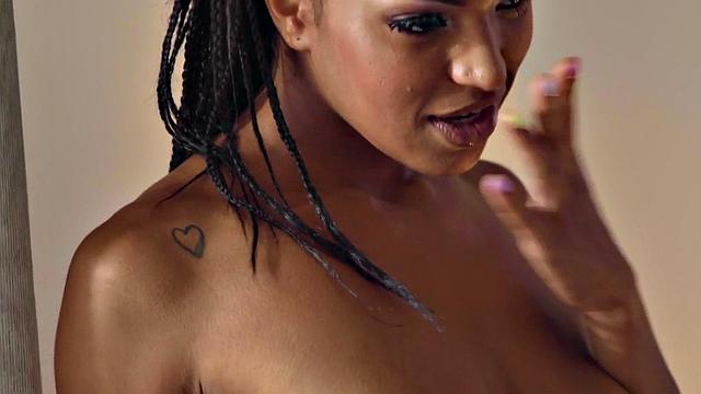 Big-titted ebony MILF riding lover's cock in hot affair