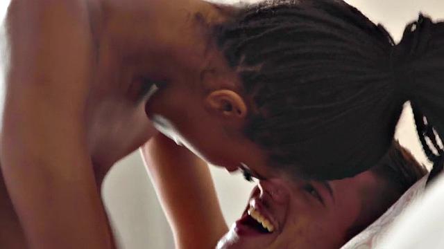 Big-titted ebony MILF riding lover's cock in hot affair