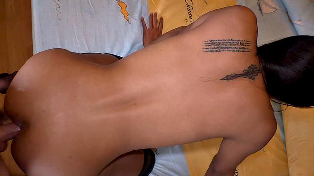 Dara: Black Gold Bikini Plug Bred Backdoor