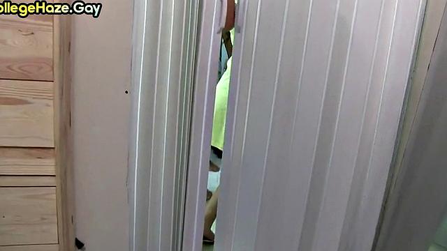 Fucked in dorm fraternity after kissing stud