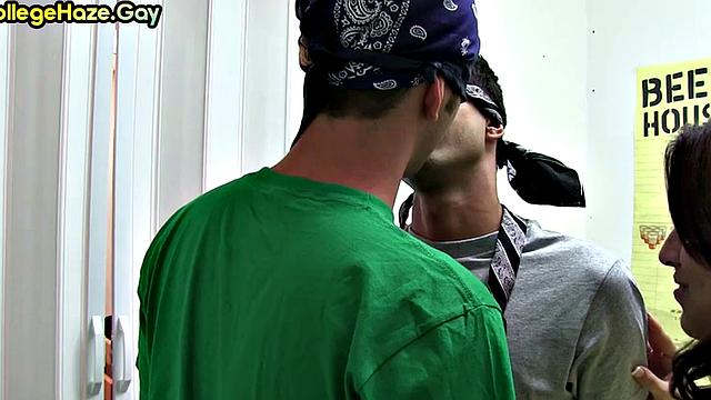 Fucked in dorm fraternity after kissing stud