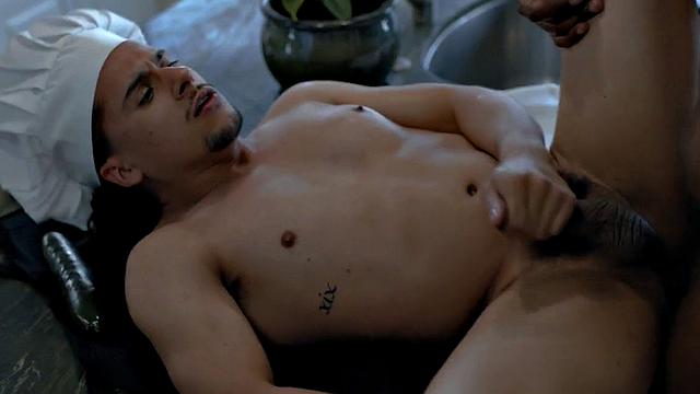 Black jock pounding twink chef on the counter