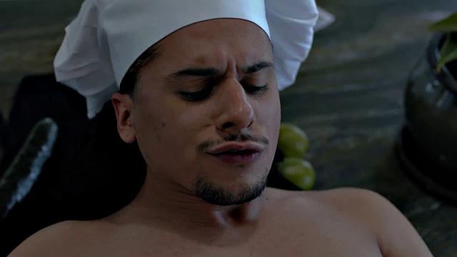 Black jock pounding twink chef on the counter