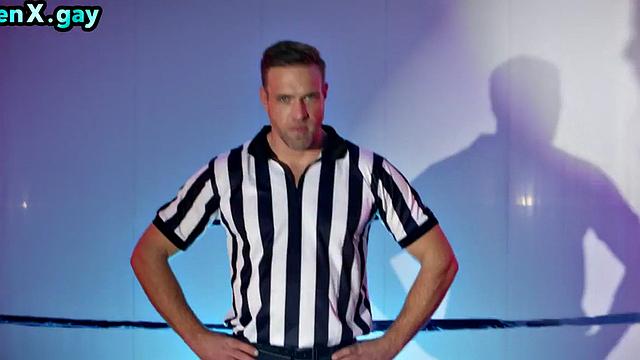 Manly jocks bareback box boxing judge in 3some after fight