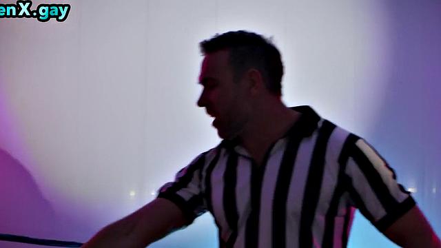 Manly jocks bareback box boxing judge in 3some after fight