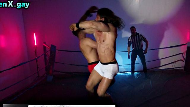 Manly jocks bareback box boxing judge in 3some after fight