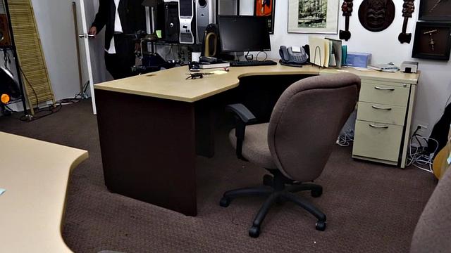 Amateur office boy gets a threesome after a hot blowjob & cock-sucking session