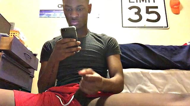 Ebony stud Chris Coleman is back for another session. This time, down on the floor, this young man delivers a hot stroke show that starts with his cock hanging out.