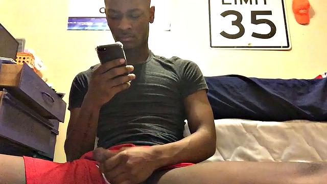 Ebony stud Chris Coleman is back for another session. This time, down on the floor, this young man delivers a hot stroke show that starts with his cock hanging out.