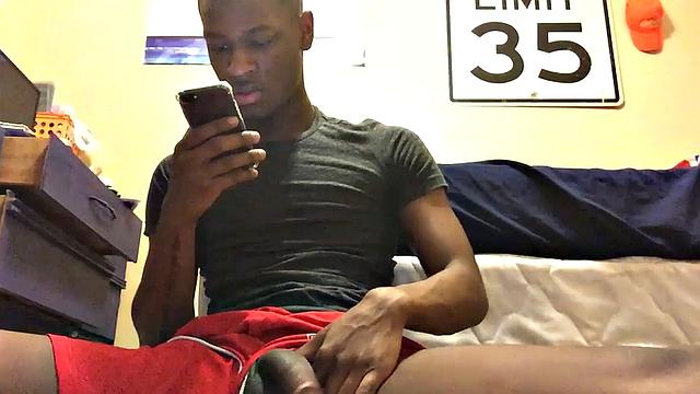 Ebony stud Chris Coleman is back for another session. This time, down on the floor, this young man delivers a hot stroke show that starts with his cock hanging out.