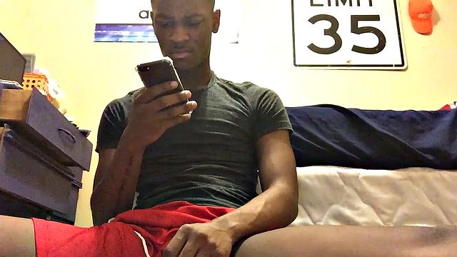 Ebony stud Chris Coleman is back for another session. This time, down on the floor, this young man delivers a hot stroke show that starts with his cock hanging out.