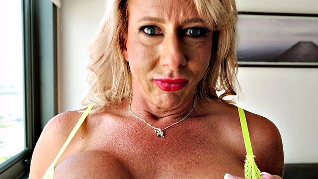 Bella Lexi, ex-cop, feels her own tits and pussy