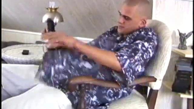 Bobby Golden's shaved head gives him a certain edginess that is softened by his beach boy look. He works up a pretty bulge before releasing his big dick