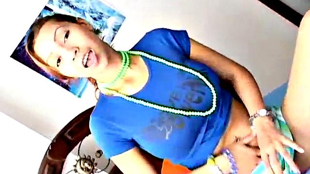 Busty babe strips off then masturbates