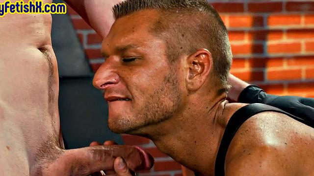 Skinny gay extreme fisted and fucked in 3way