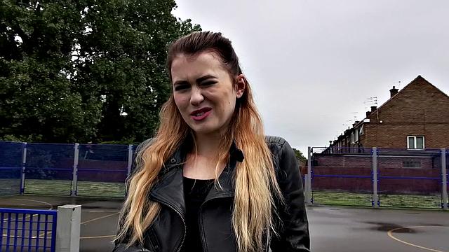 Watch Misha Cross take a massive facial outdoors in leather thong