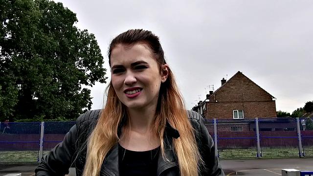 Watch Misha Cross take a massive facial outdoors in leather thong