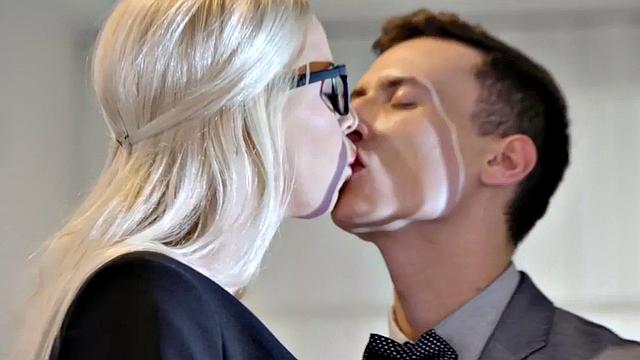 Office nympho bae fucked by big white dick in missionary