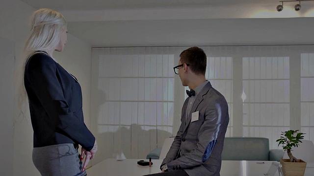 Office nympho bae fucked by big white dick in missionary