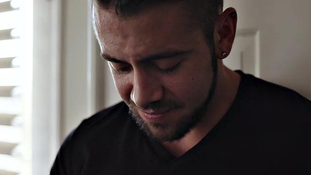 Busty tattooed shemale in bra barebacked by partner after blowjob