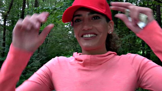 Spanish jogger gets her tight pussy drilled on stairs & takes a facial