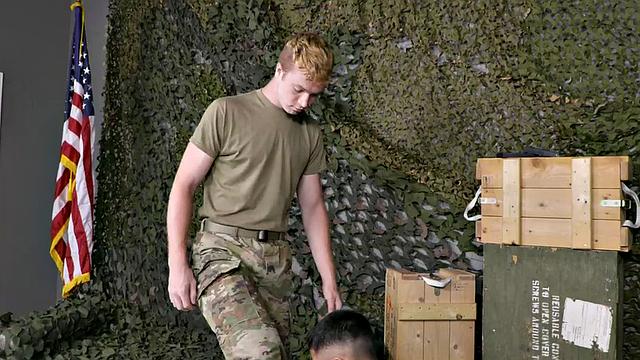 Military bottom barebacked on duty after deepthroating