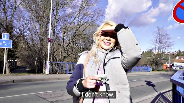 Pulled blonde cutie sucking for cash before sex