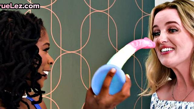 Ebony dyke toys her BFF's tight pussy in passionate affair