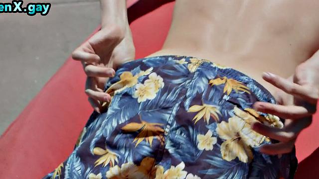 Manly athletic jock fucks cute twink outdoors