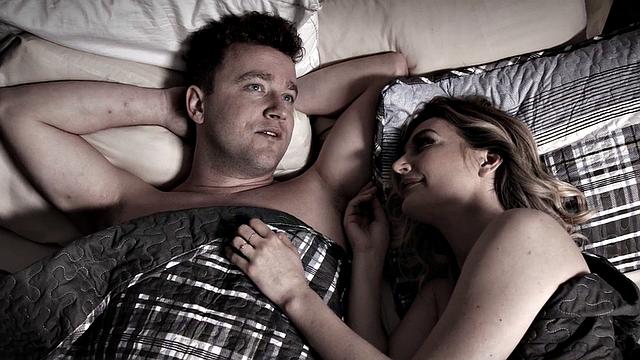 Mature brunette rides younger BF's cock while getting her pussy fingered and licked