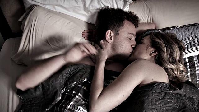 Mature brunette rides younger BF's cock while getting her pussy fingered and licked