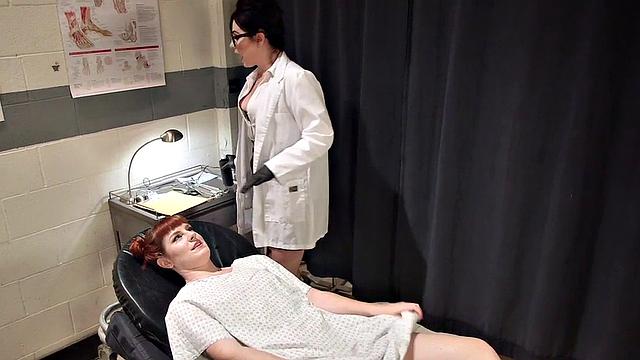 Kinky brunette enjoys strapon anal play while fingering her tight pussy