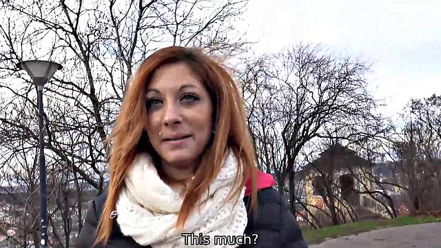 HUNT4K. Slutty hottie accepts cash from hunter for chance to cuckold BF