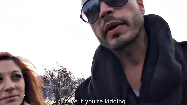 HUNT4K. Slutty hottie accepts cash from hunter for chance to cuckold BF