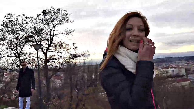 HUNT4K. Slutty hottie accepts cash from hunter for chance to cuckold BF